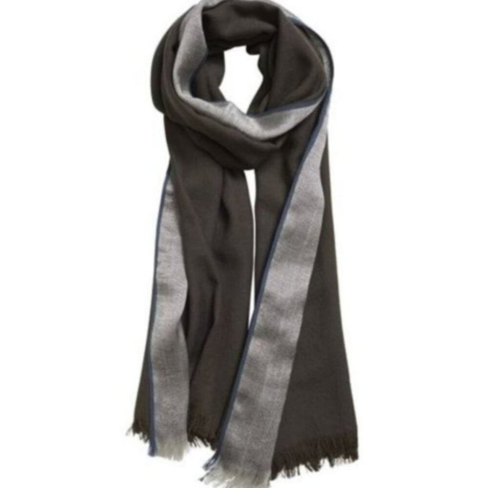 India Hicks Queens Highway Silver Blue Wool Blend Scarf